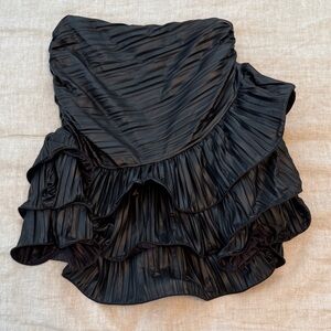 Michael Costello Black Asymmetrical Ruffled Skirt, S